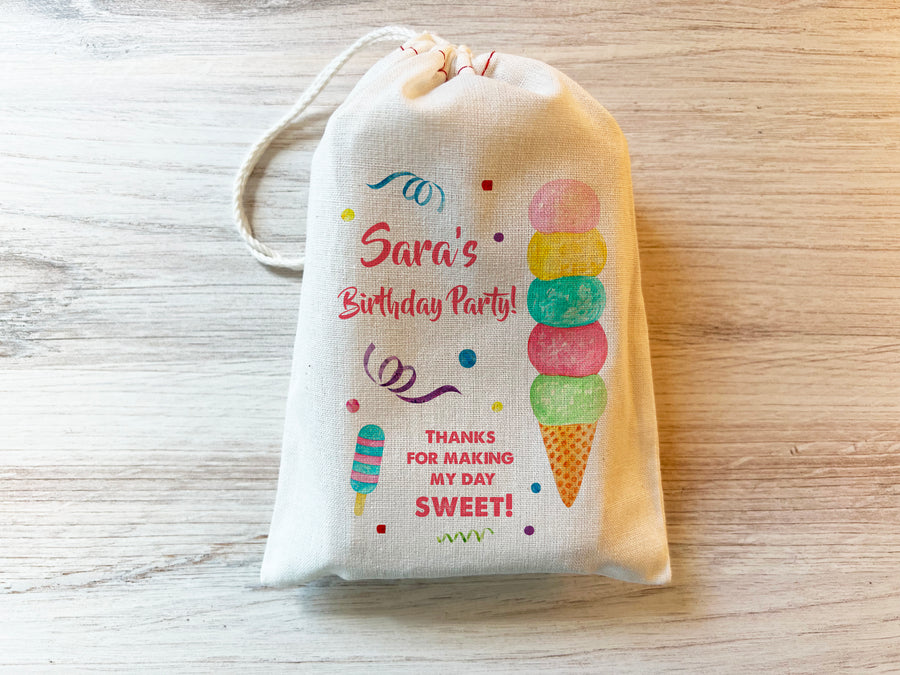 Ice Cream Birthday Gift Party Favor Bag