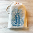 Load image into Gallery viewer, Virgin Mary Rosary Bag - Catholic Prayer Bag - Cotton Drawstring Bag