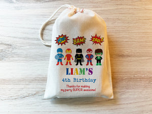Superhero Boys or Girls Gift Party Favor Bag