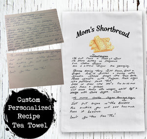Handwritten Recipe Tea Towel Flour Sack Heirloom Recipe Tea Towel Custom Handwritten Personalized