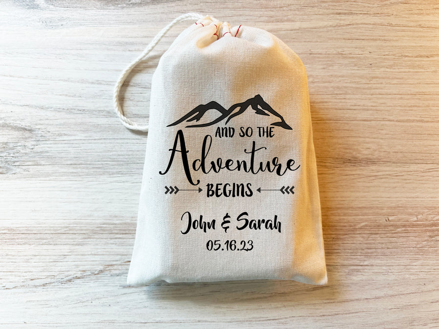 And So the Adventure Begins Wedding Party Favor Bag