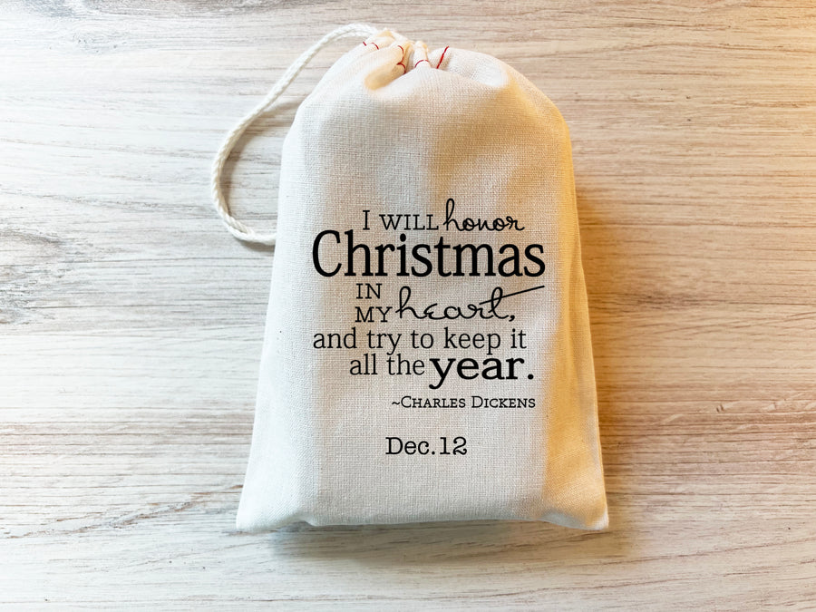 Advent Calendar Christmas Bags - Typography Holiday Bag Set