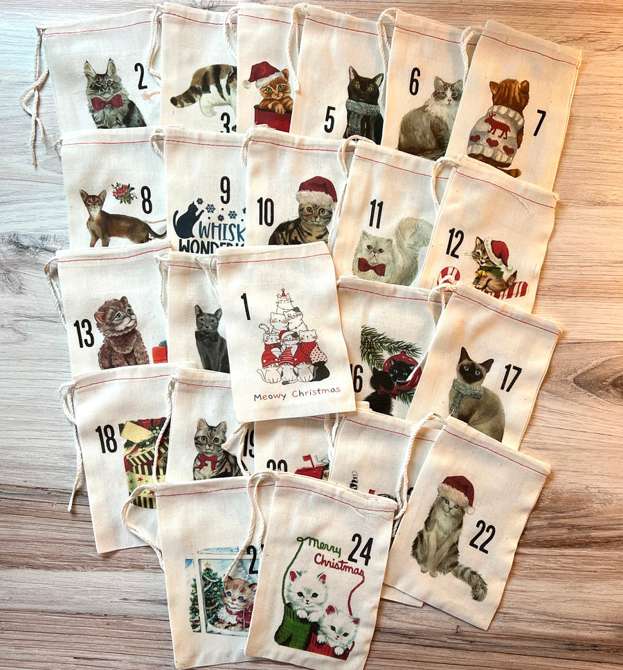 Cats Christmas Advent Calendar Bags