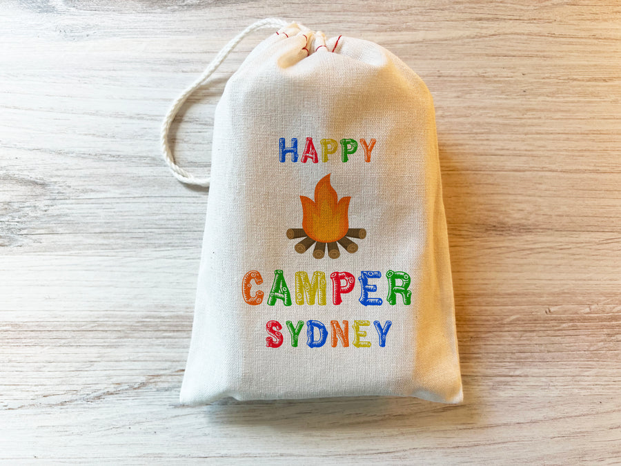 Happy Camper Multi Colors - Camping Party Favor Bag